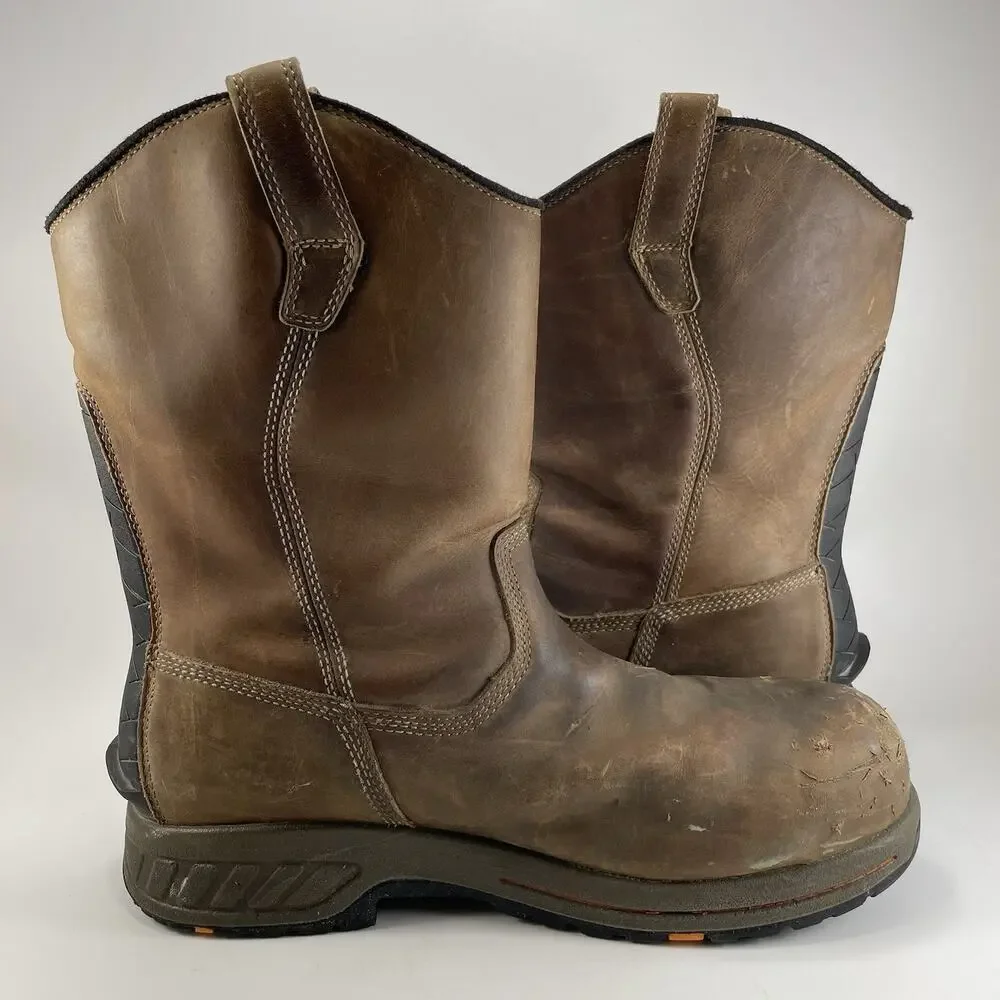 Timberland PRO Helix HD Mens Boots Size 12 Wide Comp Toe Brown Waterproof A1XFX